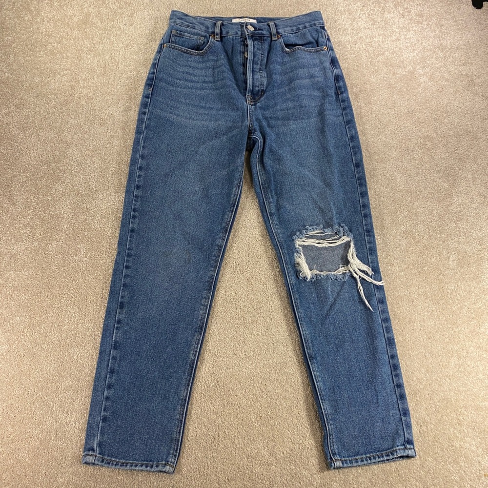 PacSun Mom Jeans Womens 29 Medium Wash Blue Distressed High Rise Tapered Leg